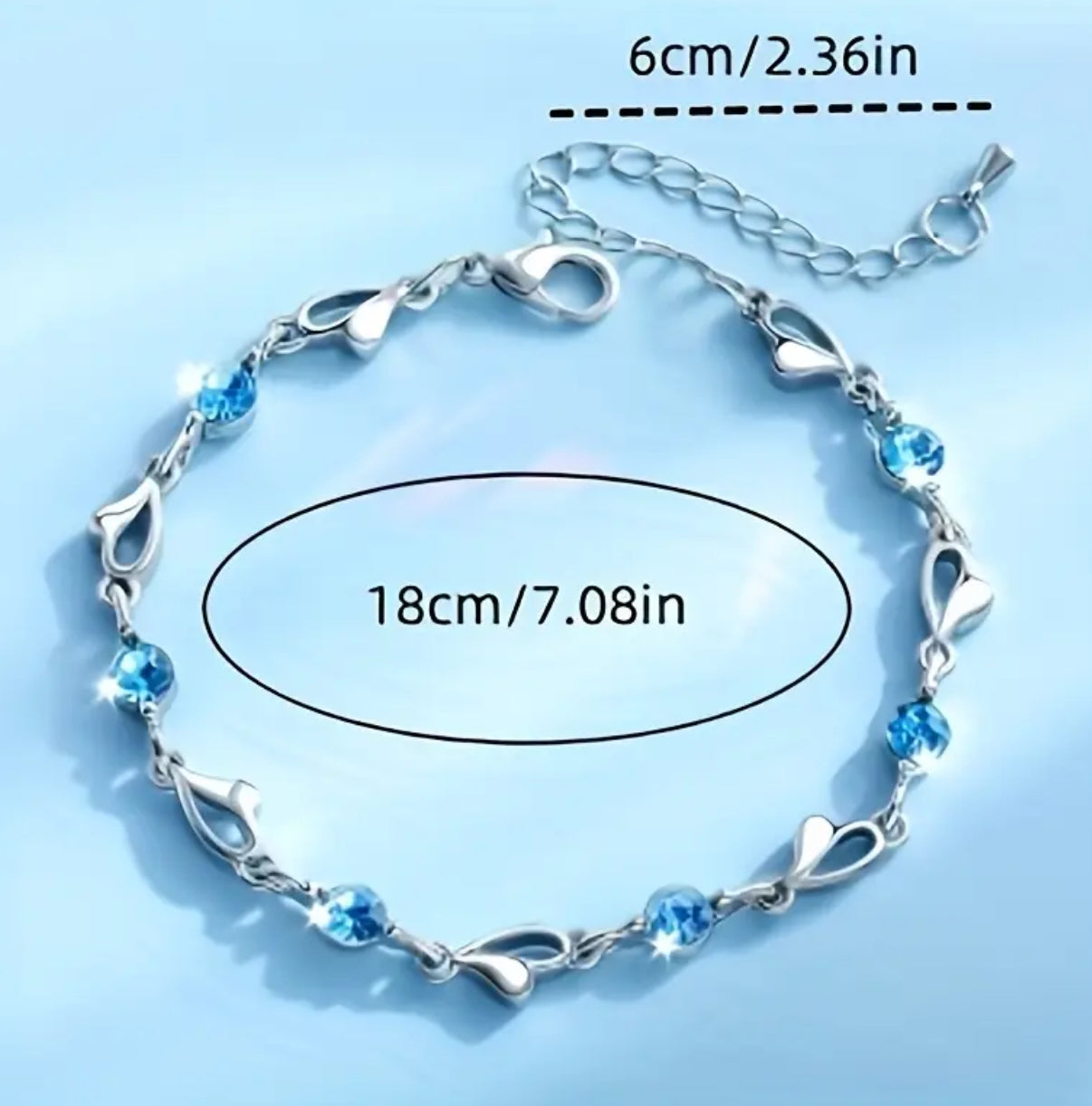 Silbernes Armband mit blauen Kristallen – Harmonie & Klarheit