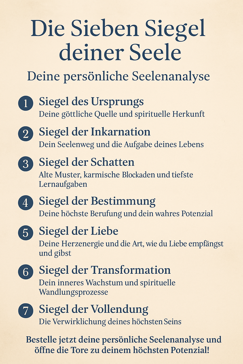 Die Sieben Siegel deiner Seele – Deine persönliche Seelenanalyse