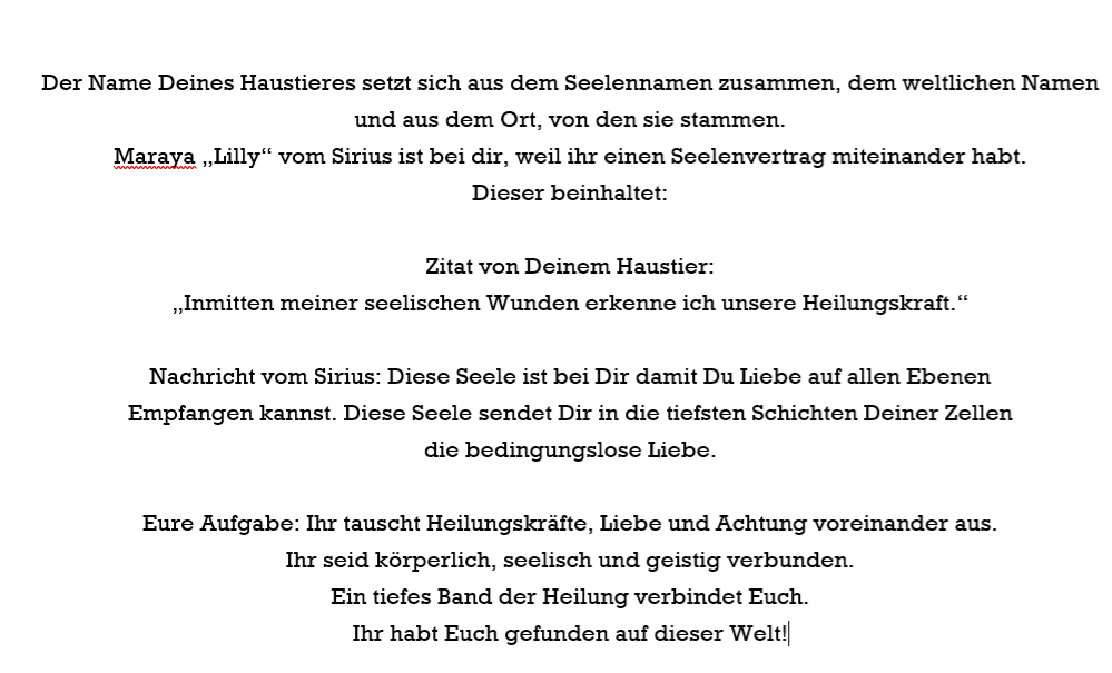 Seelenname Deines Haustieres