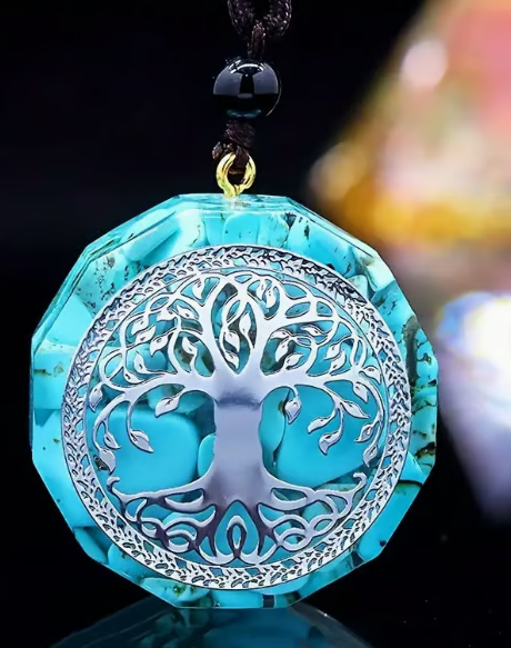 Lebensbaum-Energiekette – Türkiser Harmonieanhänger