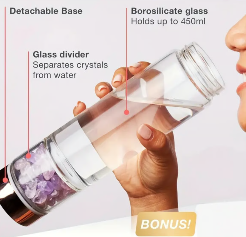 An´anara Kristallwasserflasche /Rosenquarz