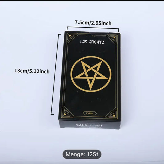 Witchcraft Candle Set – 12 Ritualkerzen im Pentagramm-Design 🕯️