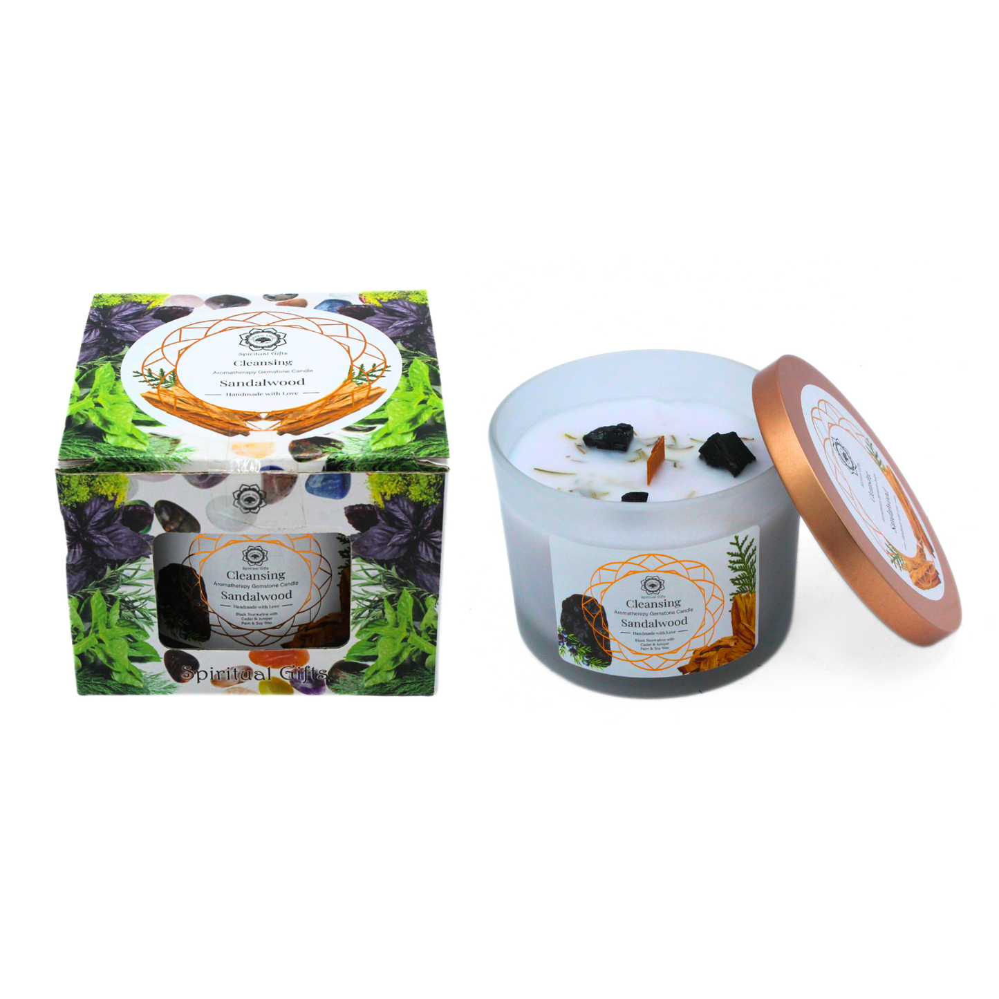 Cleansing Aromatherapy Gemstone Candle – Sandalwood