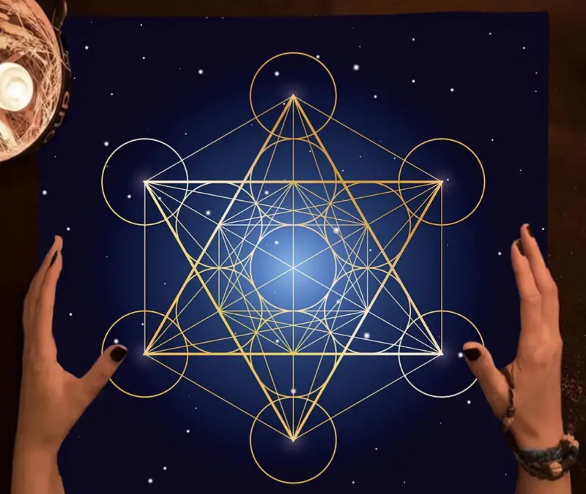Tischdecke – Heilige Geometrie mit dem Metatron-Würfel