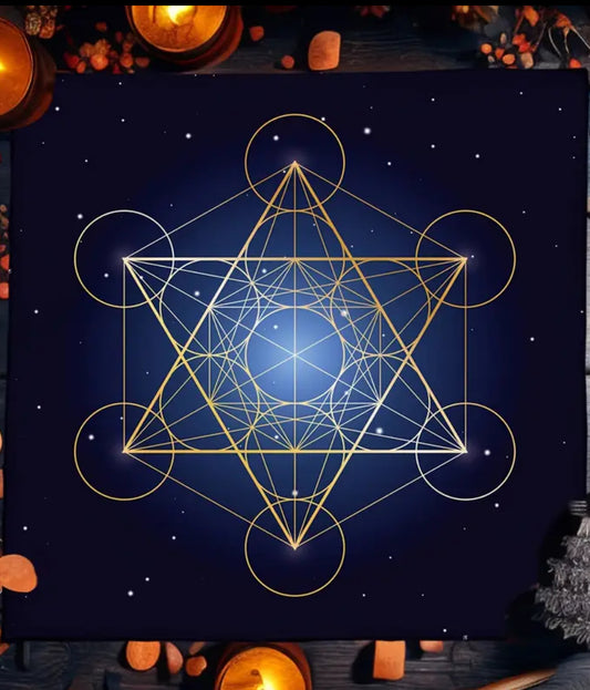 Tischdecke – Heilige Geometrie mit dem Metatron-Würfel