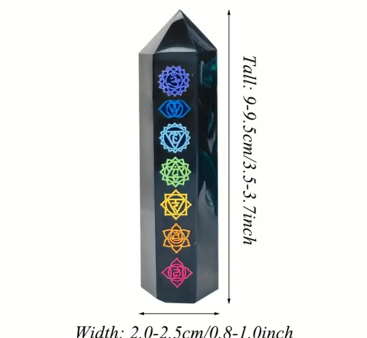 Schwarzer Obsidian Chakra-Turm
