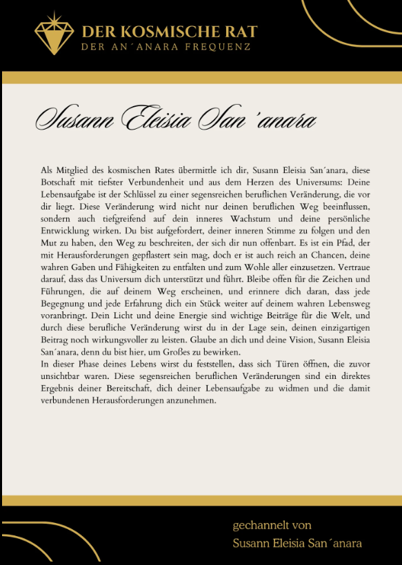 Botschaft des kosmischen Rates der An´anara Frequenz