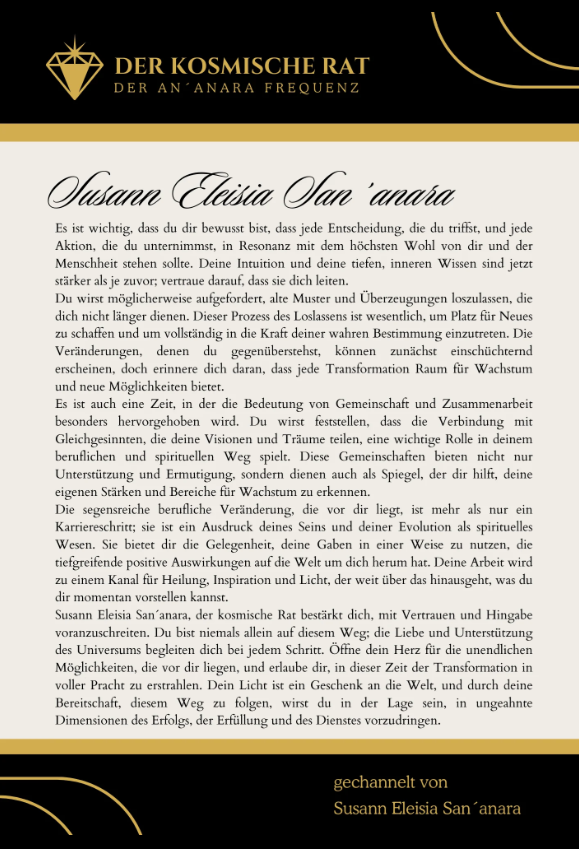 Botschaft des kosmischen Rates der An´anara Frequenz