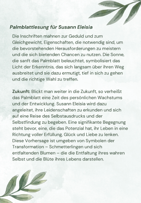 Persönliche Palmblattlesung
