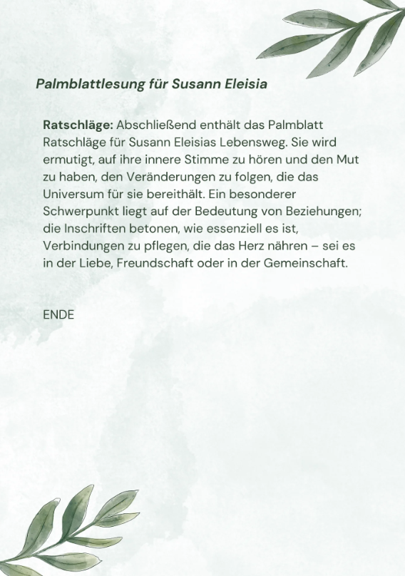 Persönliche Palmblattlesung