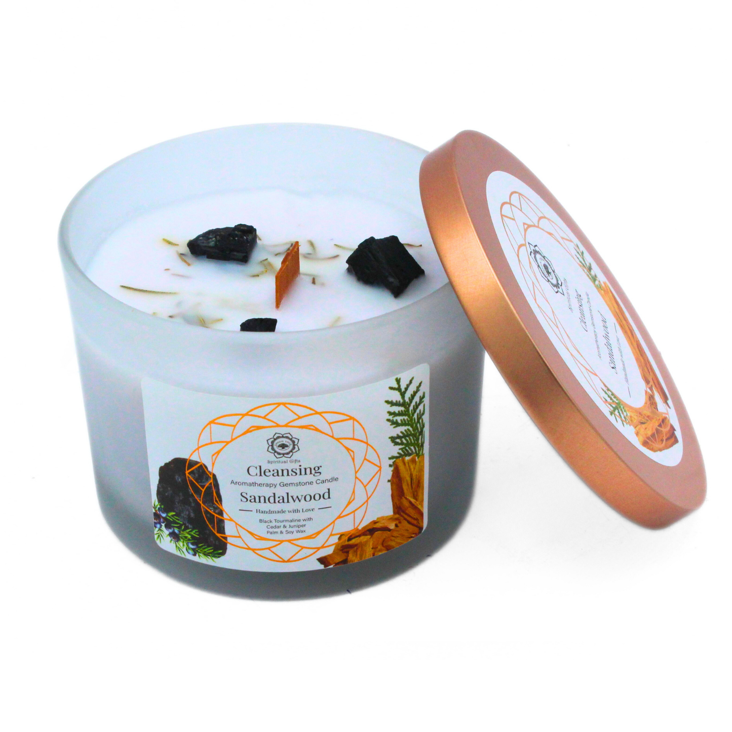 Cleansing Aromatherapy Gemstone Candle – Sandalwood
